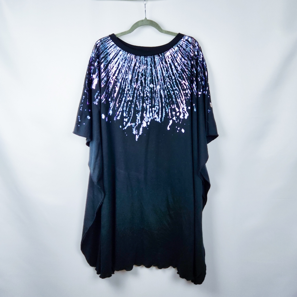 Hand Painted Lana Rogers Oversized Tunic/Dress w/Purple Metalic Splatter Design